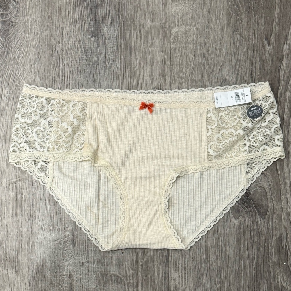 Aerie Lace Trim Boy brief- Cream- Size XL